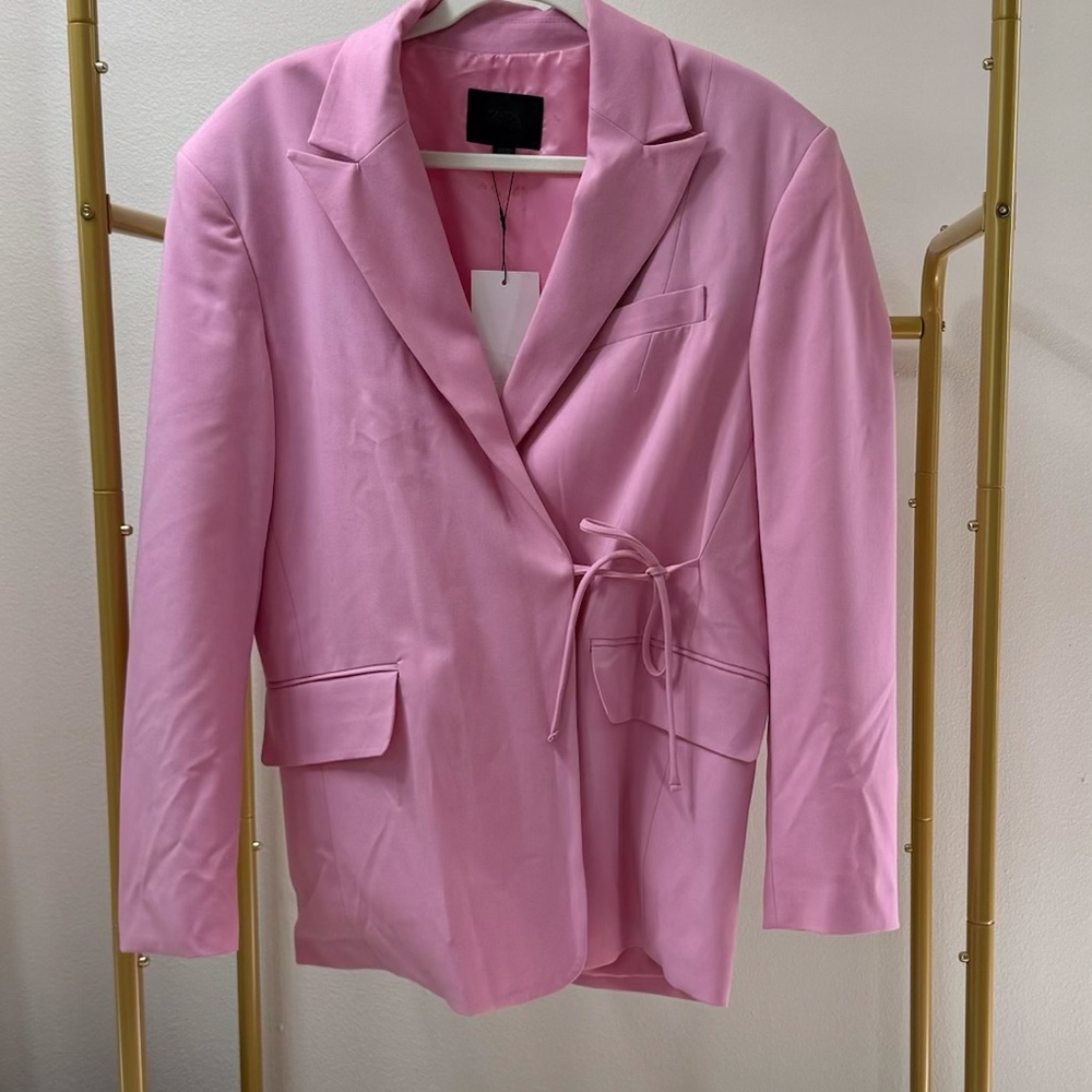 Zara Pink Women's Blazer with Tie Waist